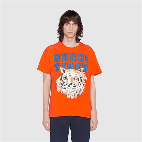 gucci tiger shirt orange|Gucci Tiger cotton T.